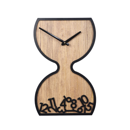 wc17 Wooden Hourglass Wall Clock with Black Accents