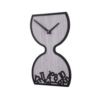 wc18 Grey Wooden Hourglass Wall Clock with Black Accents