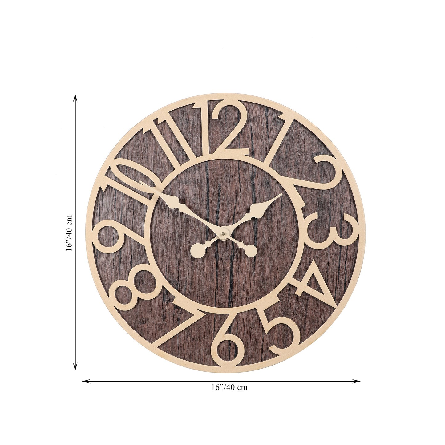 wc15 Rustic Wooden Wall Clock with Gold Accents