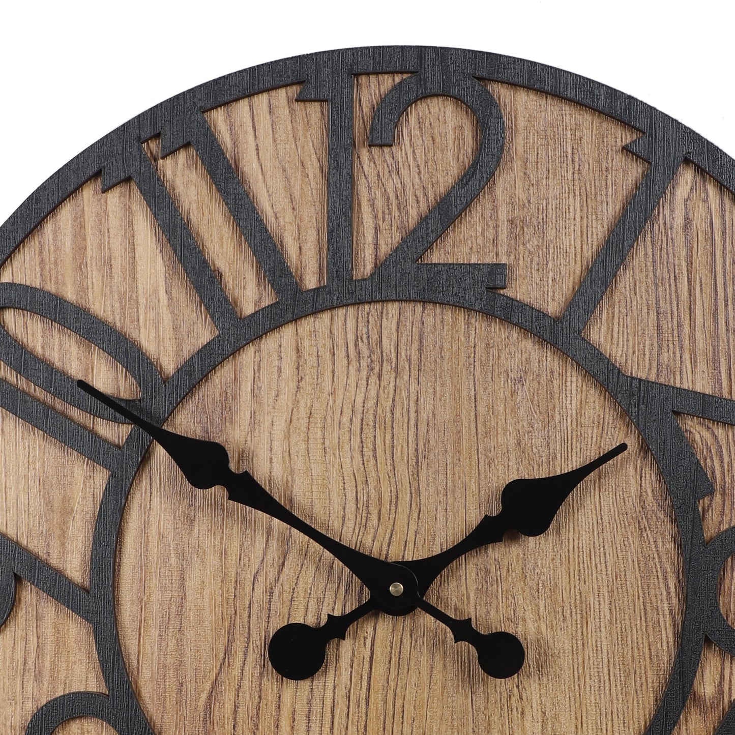 wc14 Rustic Brown Wooden Wall Clock with Roman Numerals