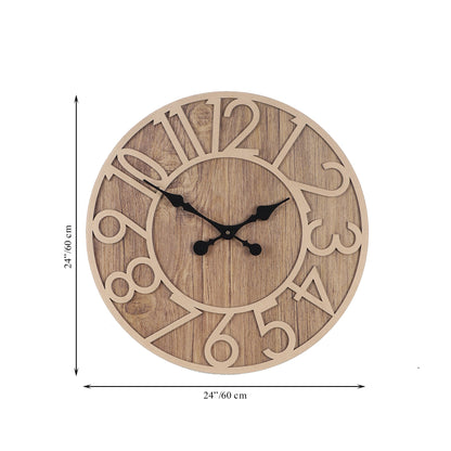 wc13 Rustic Light Brown Wooden Wall Clock with Roman Numerals