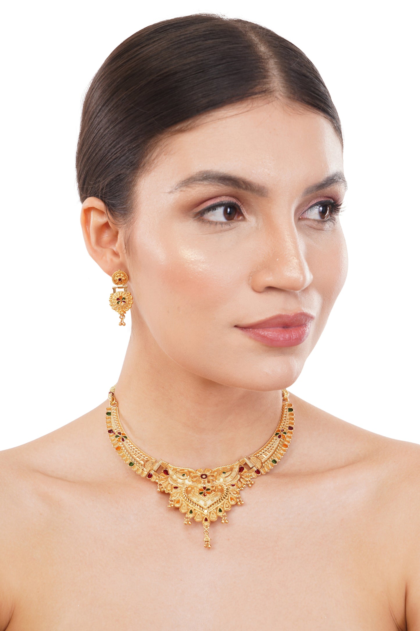 06 1Gm Gold-plated Choker Necklace and Earring Set