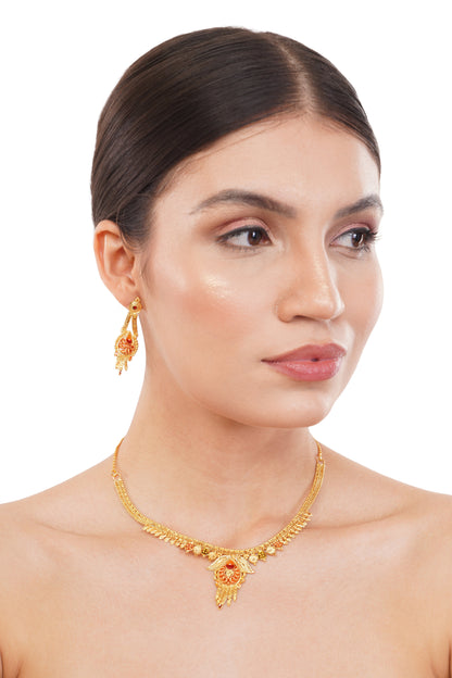 08K1 1Gm Gold Rani Haar Necklace and Earring Set