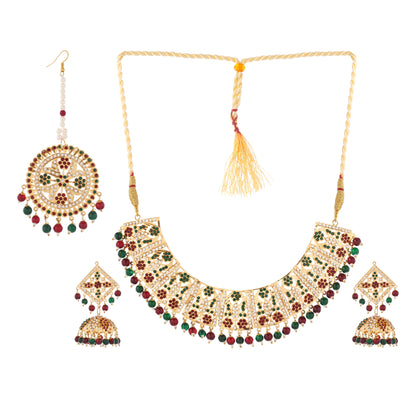 018 Ethnic and Party Wear 1Gm Gold Plated Necklace and Earring Set