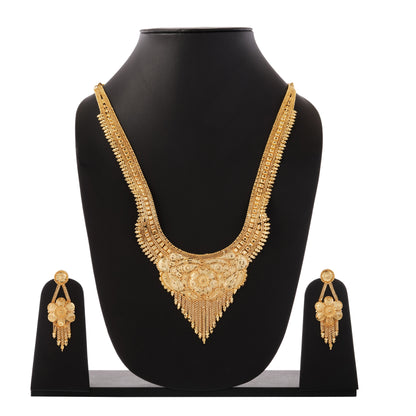 016 Traditional Indian 1Gm Gold Rani Haar Necklace and Earring Set