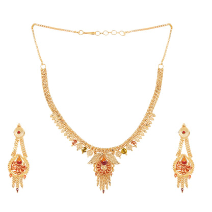 08K1 1Gm Gold Rani Haar Necklace and Earring Set