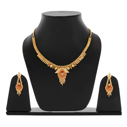 08K1 1Gm Gold Rani Haar Necklace and Earring Set