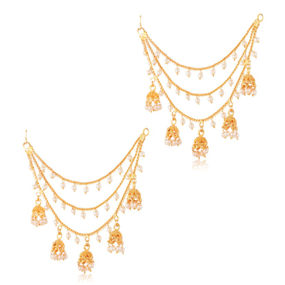 028 Gold 1Gm Plated Filigree Triple Layer Earrings Set