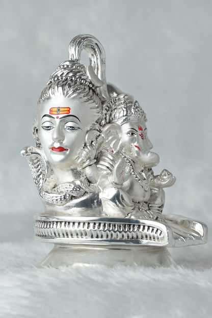 Premium Silver plated antique embery Finish Shivling with Shivji Family