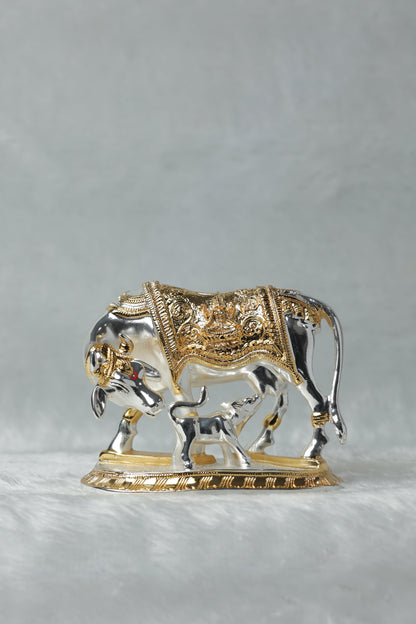 Gold and Silver plated Kamdhenu cow calf