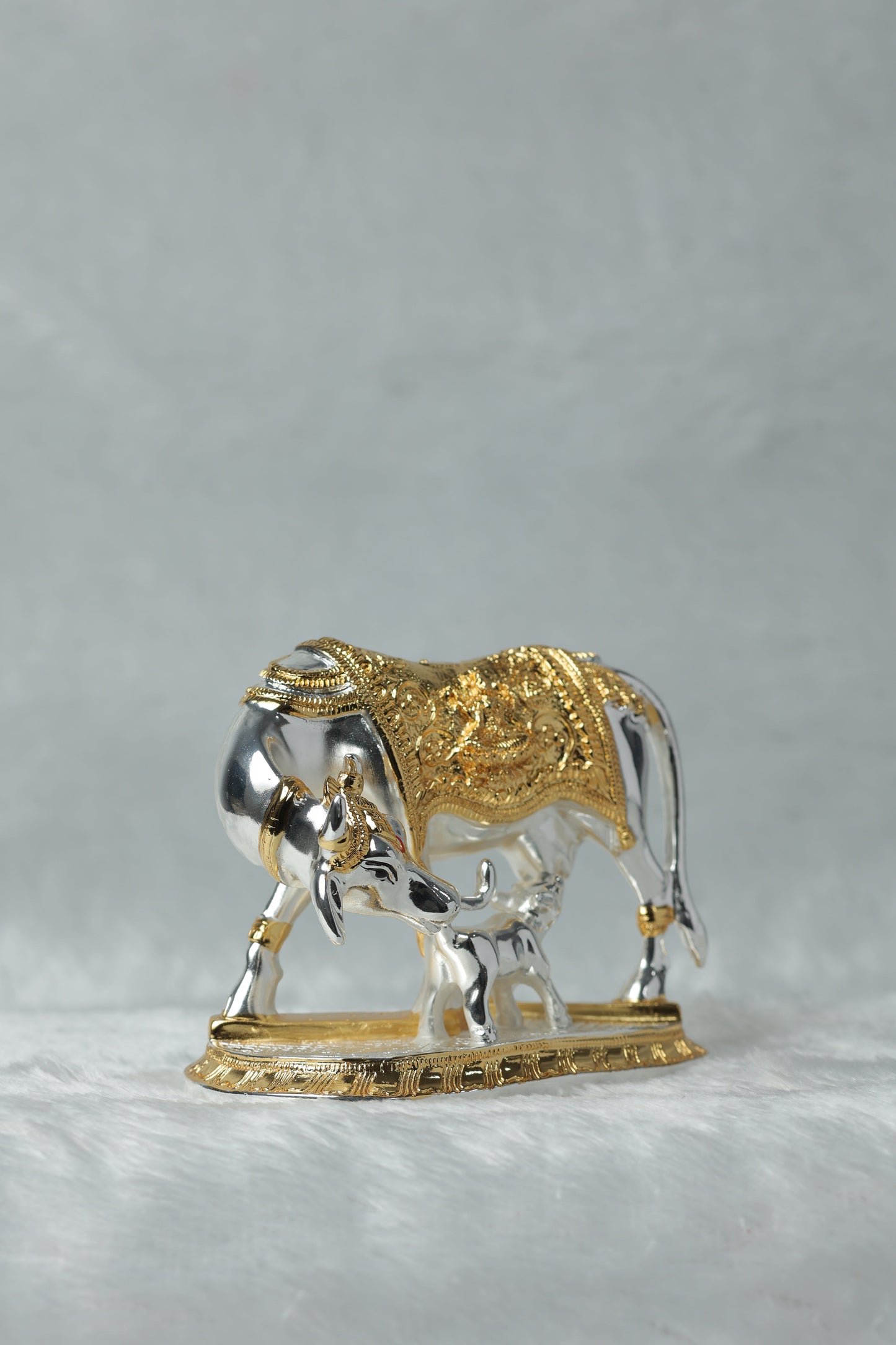 Gold and Silver plated Kamdhenu cow calf